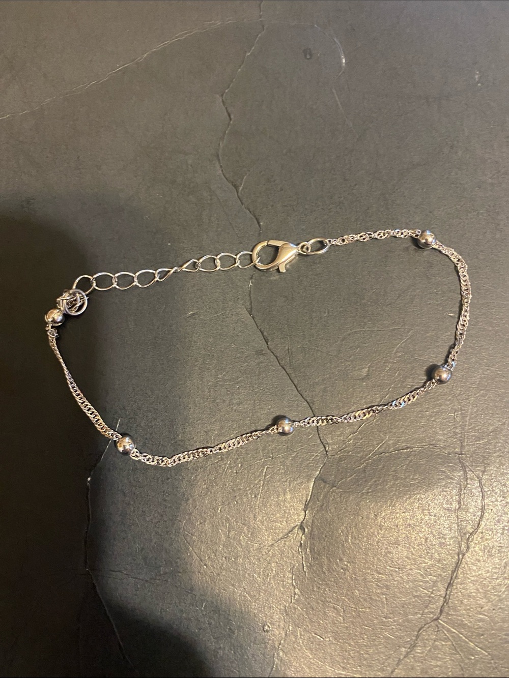 Sterling Silver Beaded Chain Bracelet - Silver